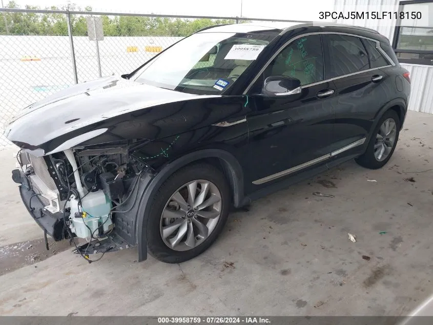 2020 Infiniti Qx50 Pure/Luxe/Essential/Senso VIN: 3PCAJ5M15LF118150 Lot: 39958759