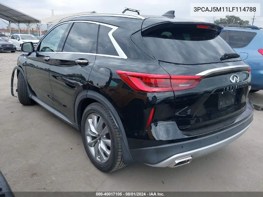 2020 Infiniti Qx50 Luxe VIN: 3PCAJ5M11LF114788 Lot: 40017105