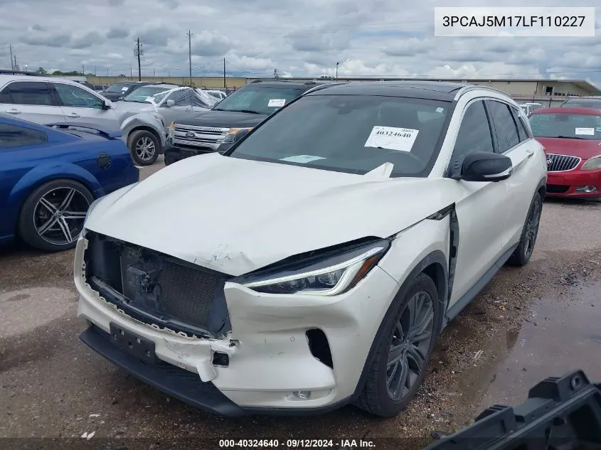 2020 Infiniti Qx50 Essential VIN: 3PCAJ5M17LF110227 Lot: 40324640