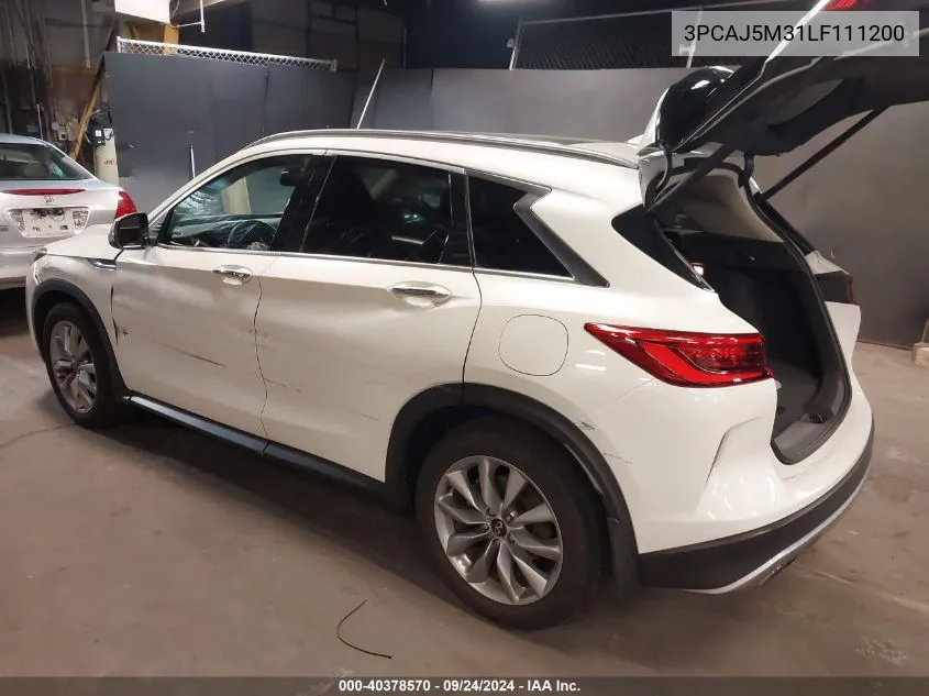 2020 Infiniti Qx50 Pure/Luxe/Essential/Sensory/Autograph VIN: 3PCAJ5M31LF111200 Lot: 40378570