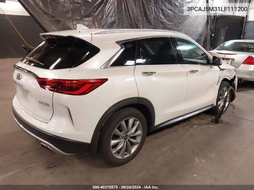 2020 Infiniti Qx50 Pure/Luxe/Essential/Sensory/Autograph VIN: 3PCAJ5M31LF111200 Lot: 40378570