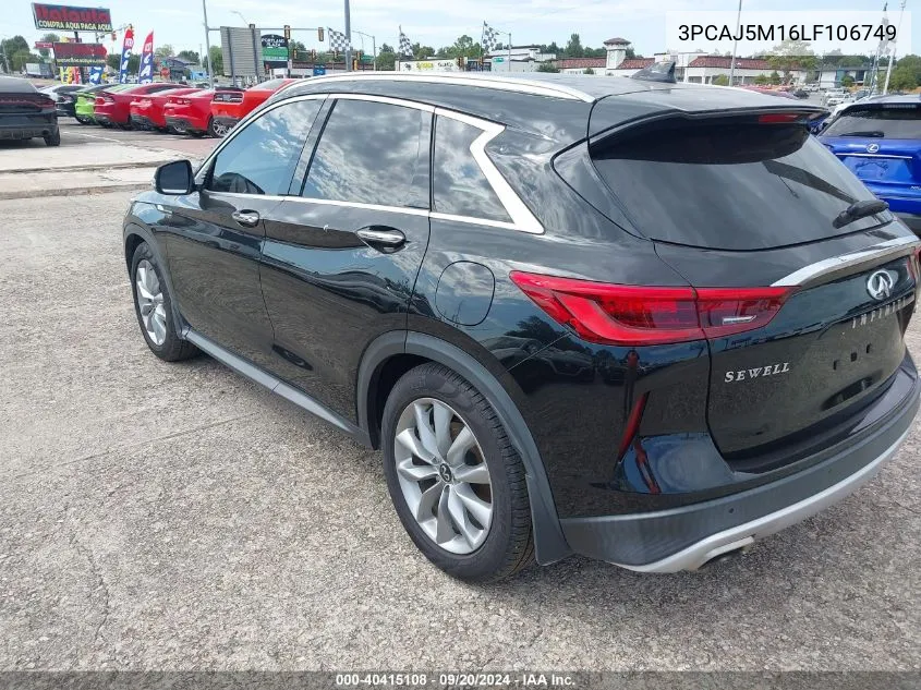 2020 Infiniti Qx50 Luxe VIN: 3PCAJ5M16LF106749 Lot: 40415108