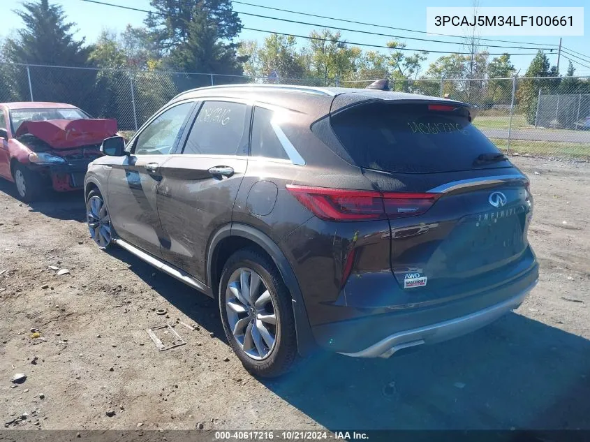 2020 Infiniti Qx50 Pure/Luxe/Essential/Senso VIN: 3PCAJ5M34LF100661 Lot: 40617216