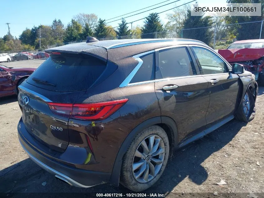 2020 Infiniti Qx50 Pure/Luxe/Essential/Senso VIN: 3PCAJ5M34LF100661 Lot: 40617216