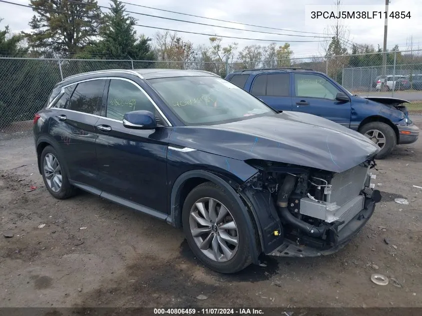 2020 Infiniti Qx50 Luxe Awd VIN: 3PCAJ5M38LF114854 Lot: 40806459