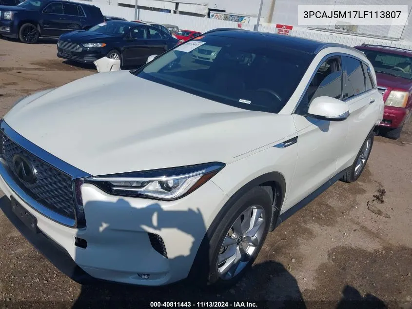 2020 Infiniti Qx50 Luxe VIN: 3PCAJ5M17LF113807 Lot: 40811443