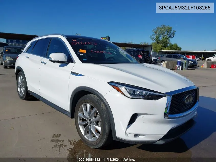 2020 Infiniti Qx50 Essential Awd VIN: 3PCAJ5M32LF103266 Lot: 40884352