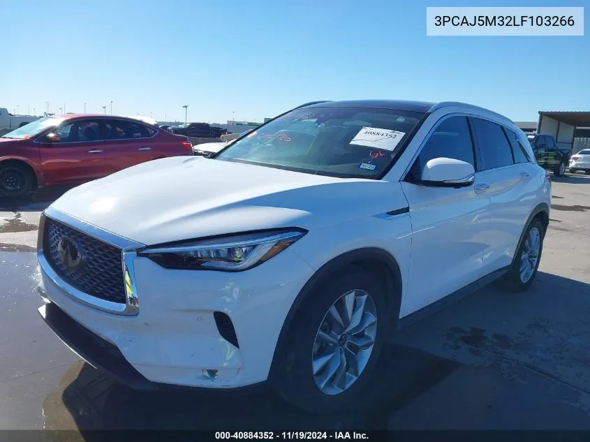 2020 Infiniti Qx50 Essential Awd VIN: 3PCAJ5M32LF103266 Lot: 40884352