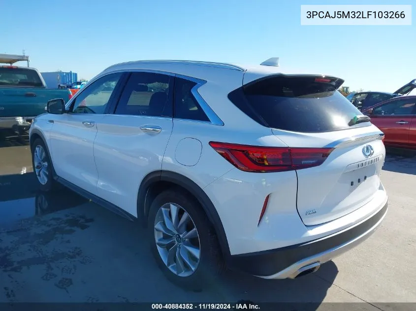 2020 Infiniti Qx50 Essential Awd VIN: 3PCAJ5M32LF103266 Lot: 40884352