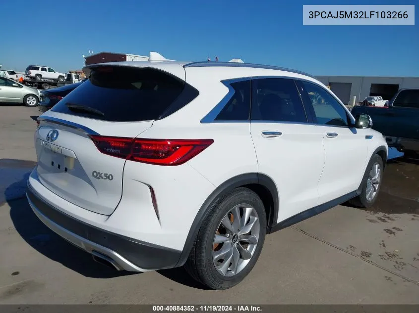 2020 Infiniti Qx50 Essential Awd VIN: 3PCAJ5M32LF103266 Lot: 40884352