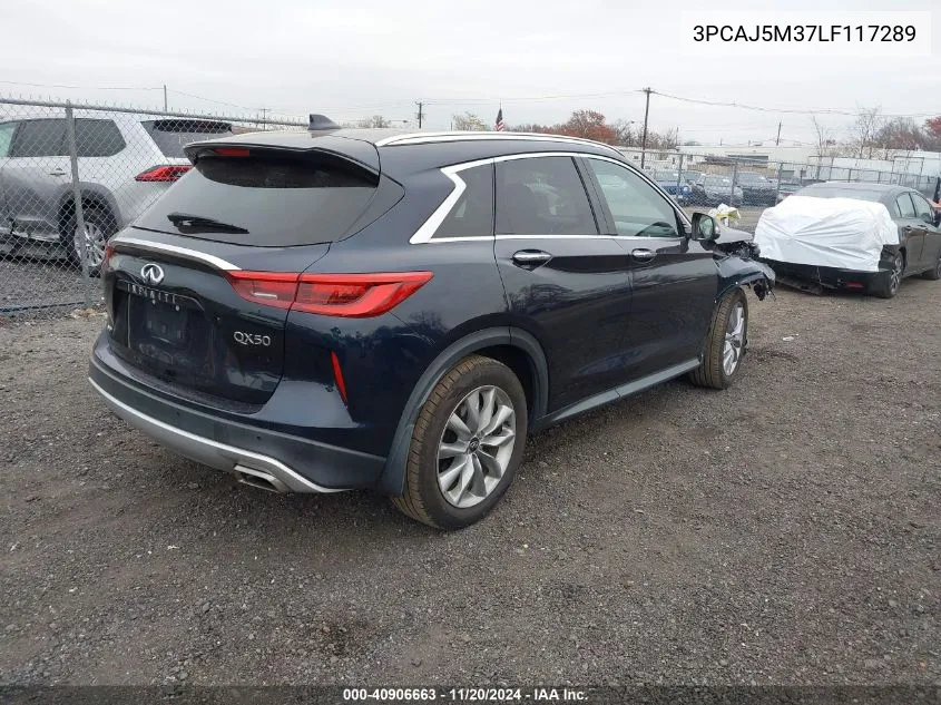 2020 Infiniti Qx50 Luxe Awd VIN: 3PCAJ5M37LF117289 Lot: 40906663