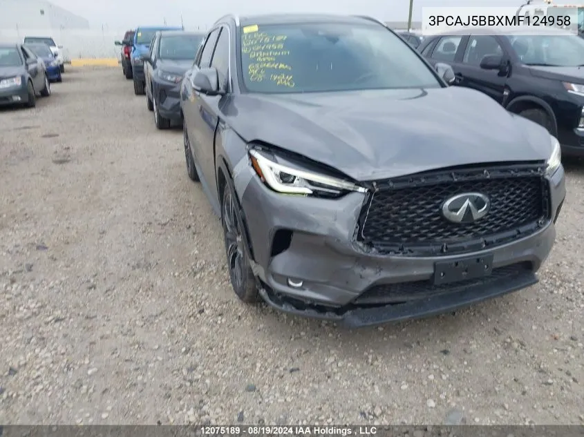 2021 Infiniti Qx50 VIN: 3PCAJ5BBXMF124958 Lot: 12075189