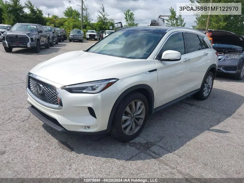 2021 Infiniti Qx50 VIN: 3PCAJ5BB1MF122970 Lot: 12075888