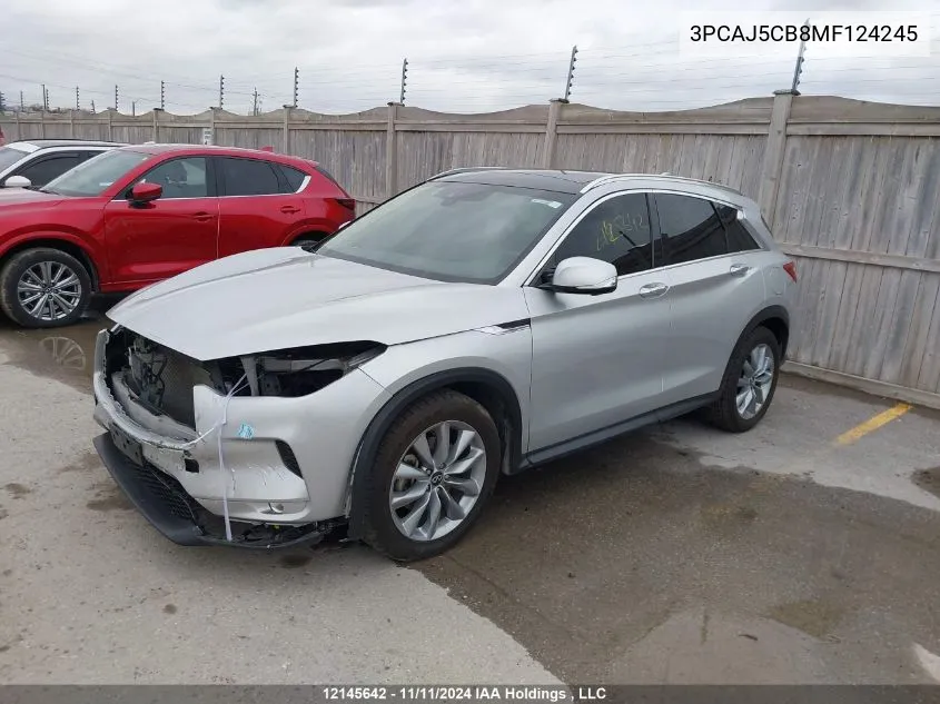 2021 Infiniti Qx50 VIN: 3PCAJ5CB8MF124245 Lot: 12145642