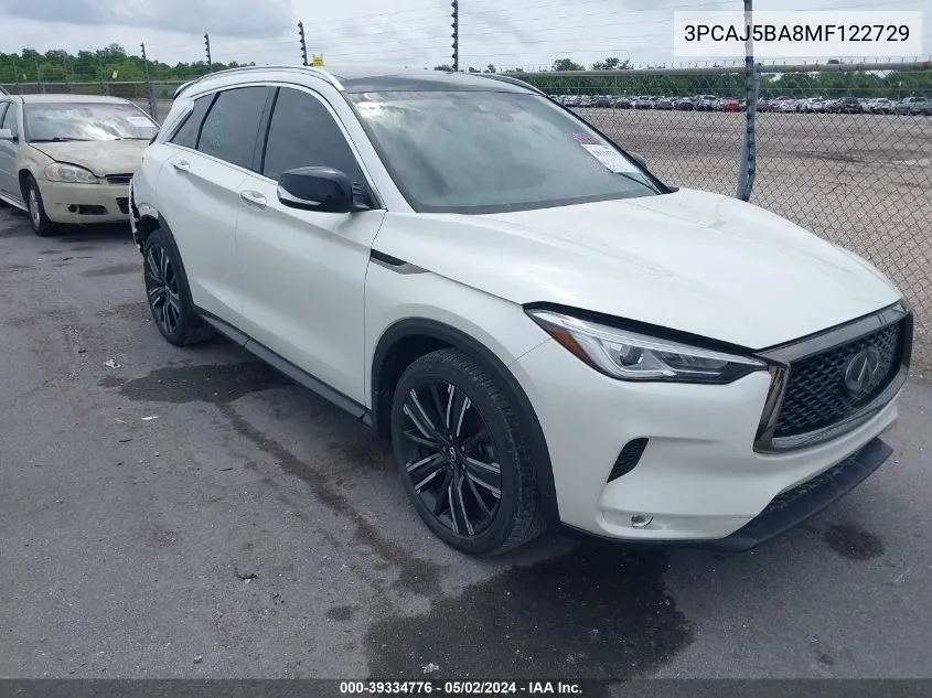 2021 Infiniti Qx50 Luxe VIN: 3PCAJ5BA8MF122729 Lot: 39334776