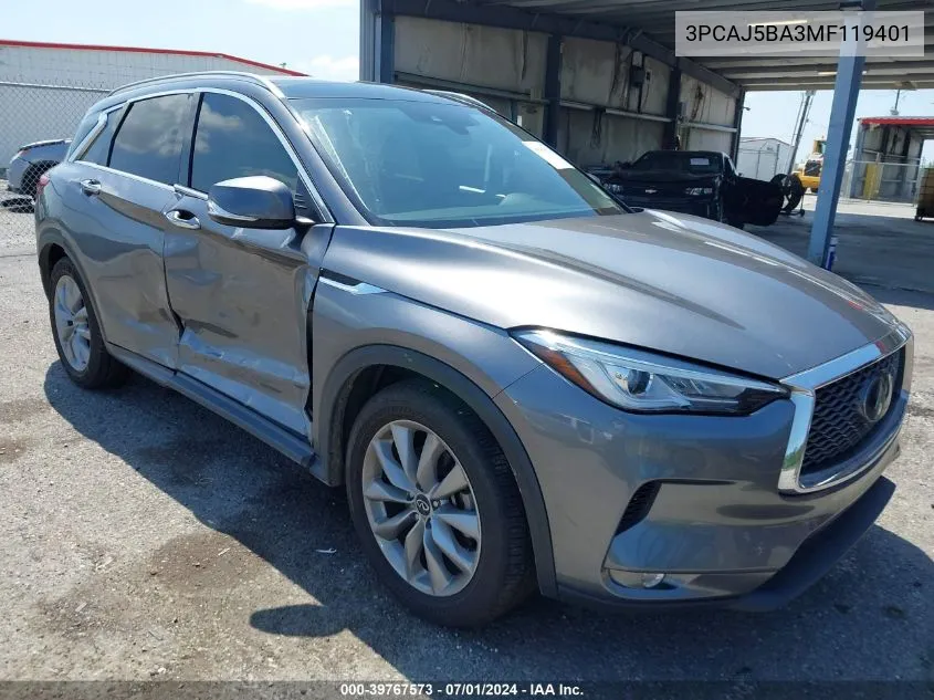 2021 Infiniti Qx50 Luxe VIN: 3PCAJ5BA3MF119401 Lot: 39767573