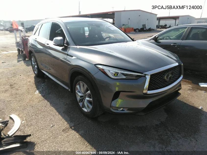 2021 Infiniti Qx50 Luxe VIN: 3PCAJ5BAXMF124000 Lot: 40067686