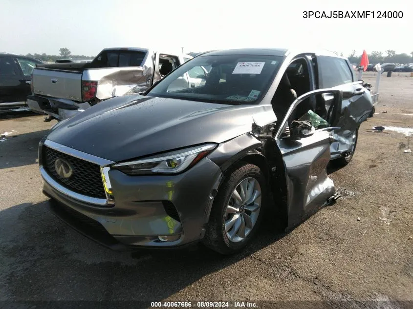 2021 Infiniti Qx50 Luxe VIN: 3PCAJ5BAXMF124000 Lot: 40067686