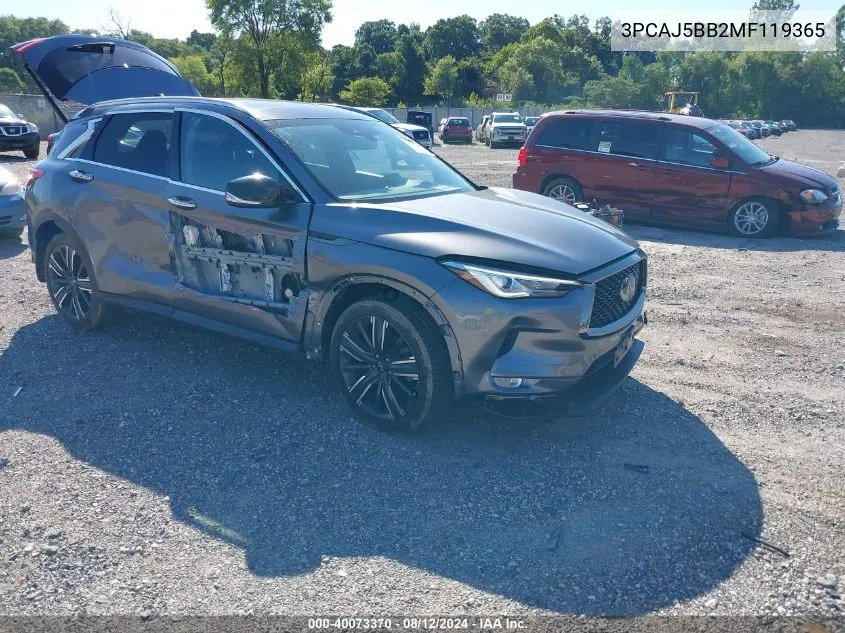 2021 Infiniti Qx50 Luxe Awd VIN: 3PCAJ5BB2MF119365 Lot: 40073370