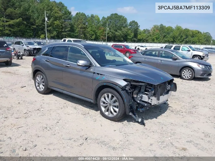 2021 Infiniti Qx50 Luxe VIN: 3PCAJ5BA7MF113309 Lot: 40074428