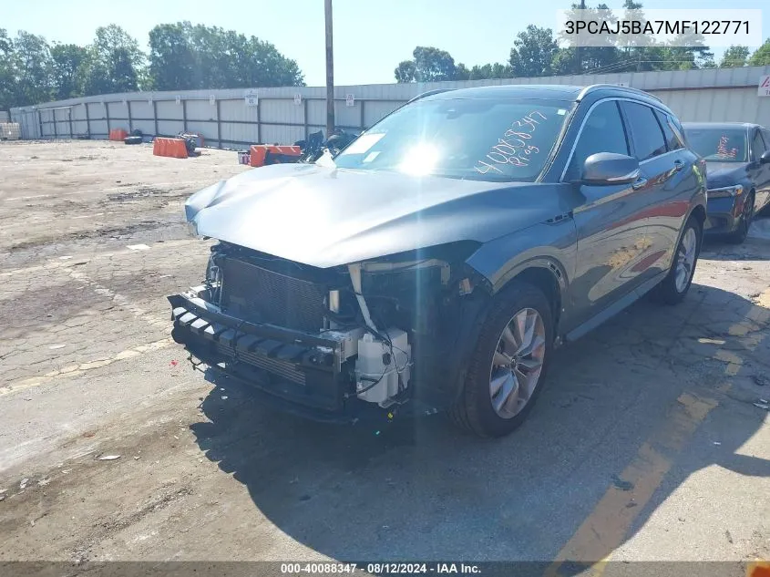 2021 Infiniti Qx50 Luxe VIN: 3PCAJ5BA7MF122771 Lot: 40088347