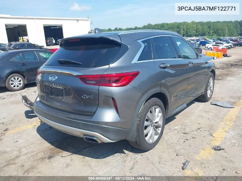 2021 Infiniti Qx50 Luxe VIN: 3PCAJ5BA7MF122771 Lot: 40088347