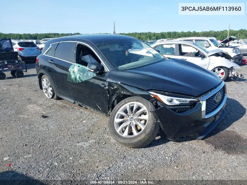 3PCAJ5AB6MF113960 2021 Infiniti Qx50 Pure