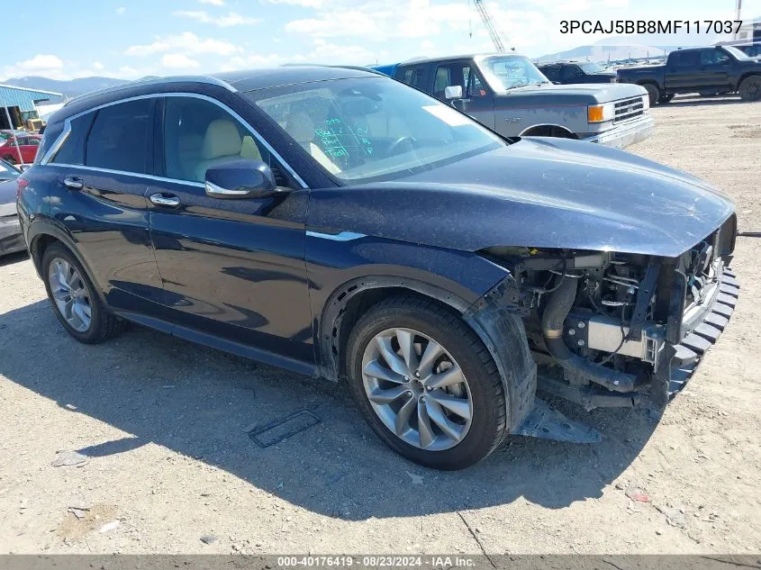 2021 Infiniti Qx50 Luxe Awd VIN: 3PCAJ5BB8MF117037 Lot: 40176419