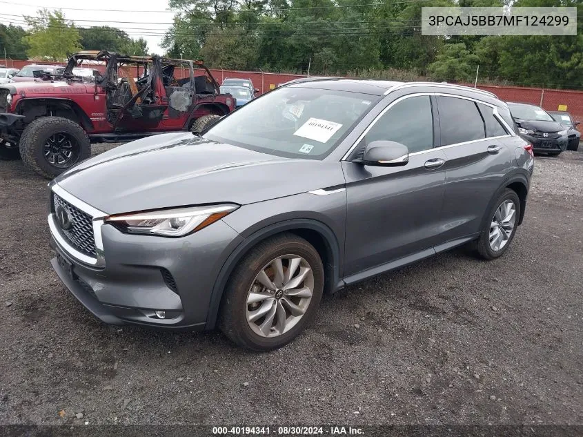 2021 Infiniti Qx50 Luxe Awd VIN: 3PCAJ5BB7MF124299 Lot: 40194341