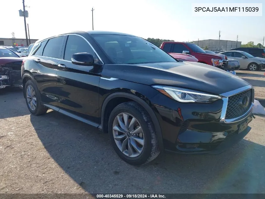 2021 Infiniti Qx50 Pure VIN: 3PCAJ5AA1MF115039 Lot: 40345529