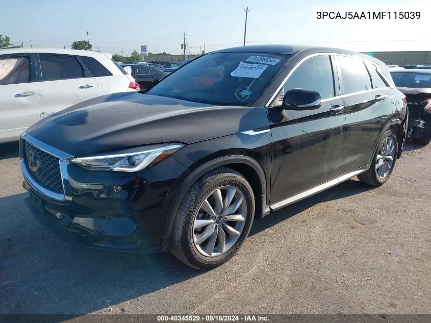 3PCAJ5AA1MF115039 2021 Infiniti Qx50 Pure