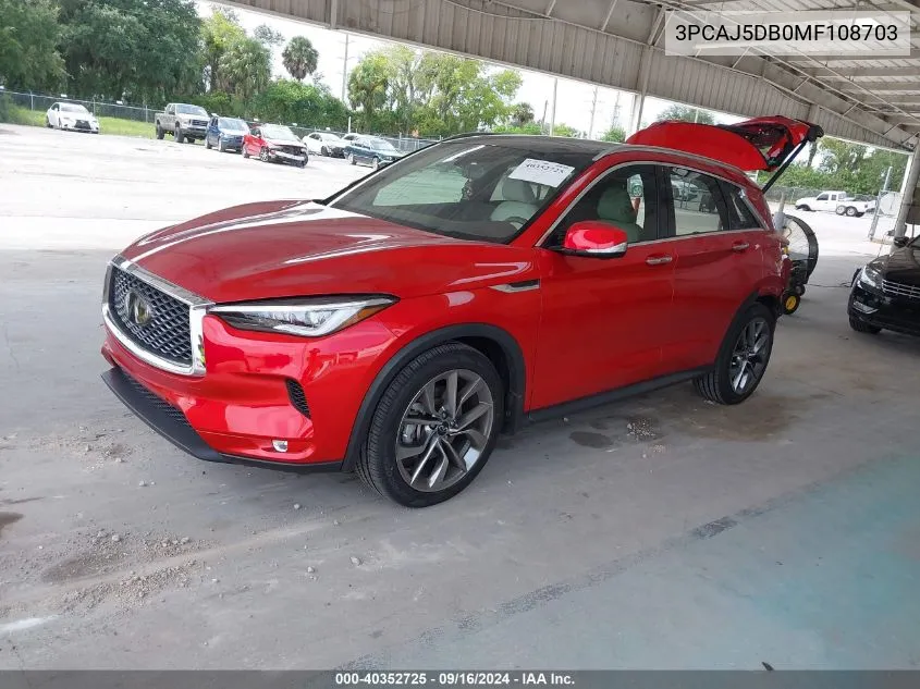 2021 Infiniti Qx50 Autograph Awd VIN: 3PCAJ5DB0MF108703 Lot: 40352725