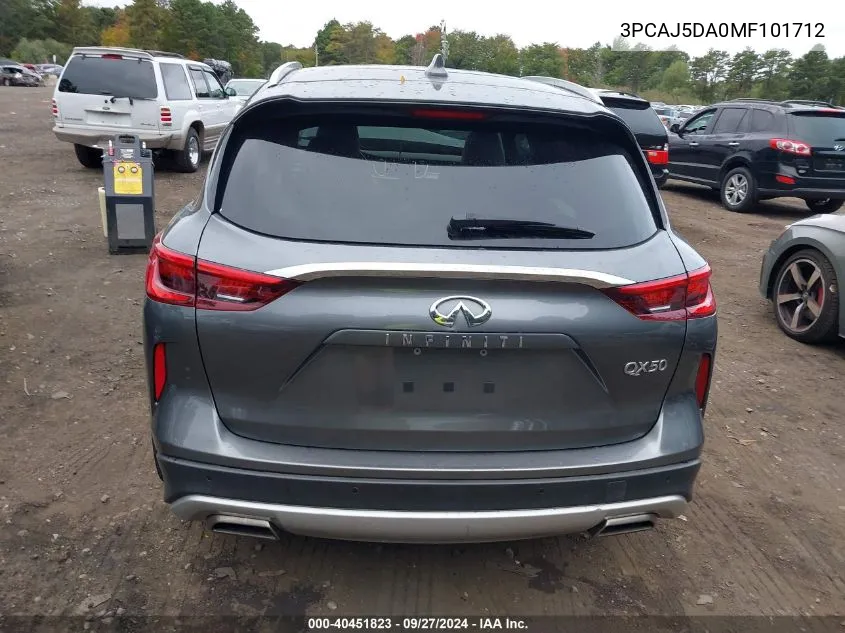 2021 Infiniti Qx50 Autograph VIN: 3PCAJ5DA0MF101712 Lot: 40451823