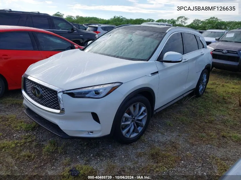 2021 Infiniti Qx50 Luxe VIN: 3PCAJ5BA8MF126635 Lot: 40488739