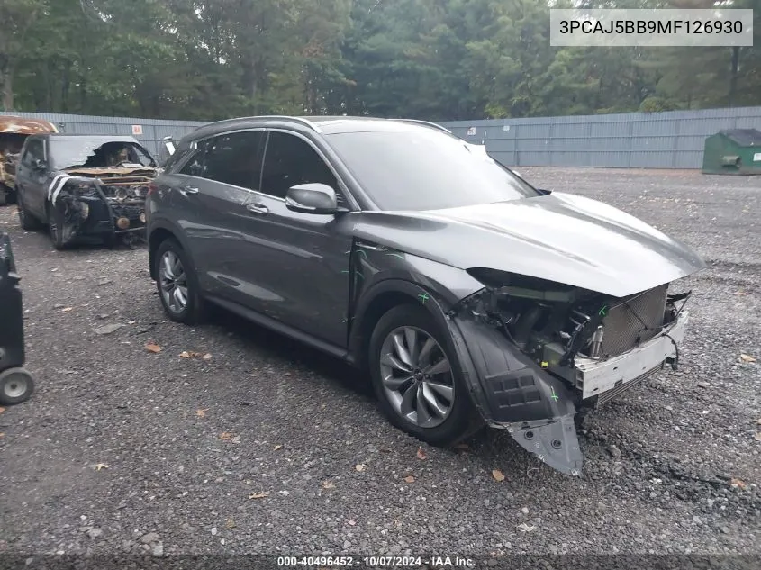 2021 Infiniti Qx50 Luxe Awd VIN: 3PCAJ5BB9MF126930 Lot: 40496452