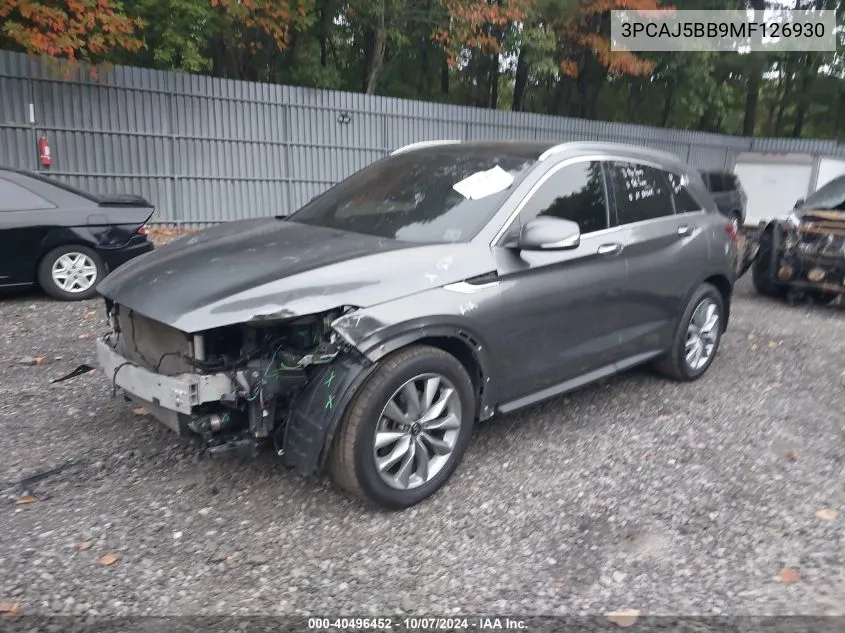 2021 Infiniti Qx50 Luxe Awd VIN: 3PCAJ5BB9MF126930 Lot: 40496452