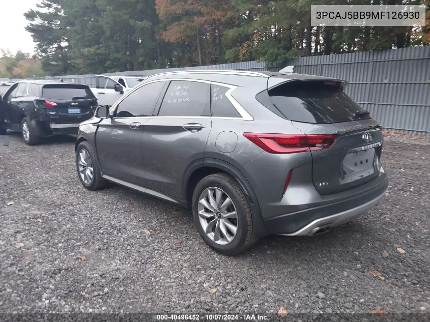 2021 Infiniti Qx50 Luxe Awd VIN: 3PCAJ5BB9MF126930 Lot: 40496452