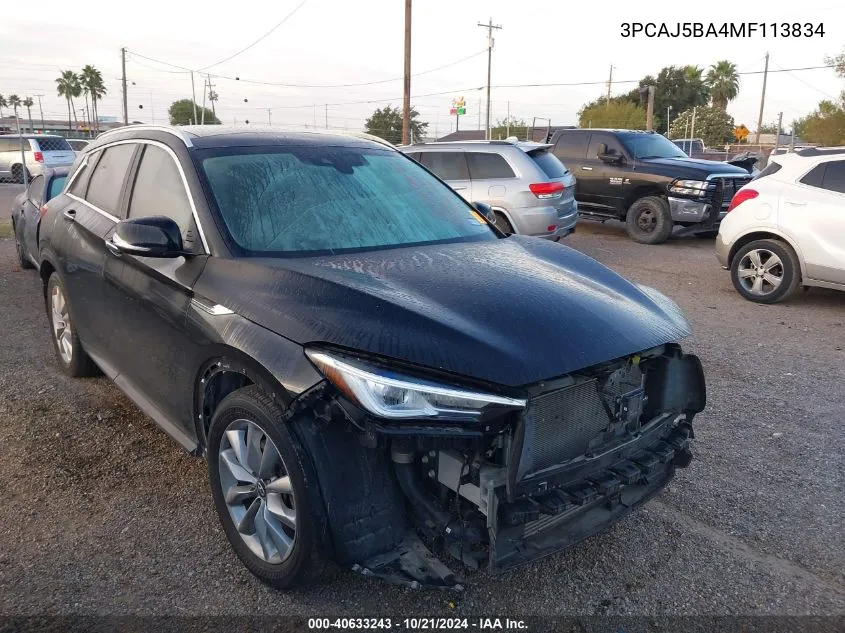 2021 Infiniti Qx50 Luxe VIN: 3PCAJ5BA4MF113834 Lot: 40633243