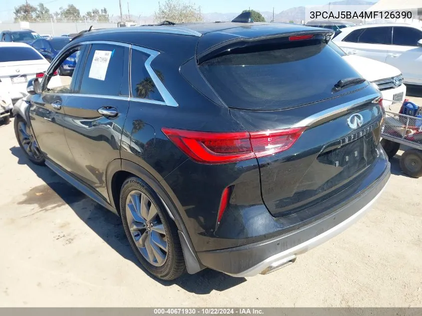 2021 Infiniti Qx50 Luxe VIN: 3PCAJ5BA4MF126390 Lot: 40671930