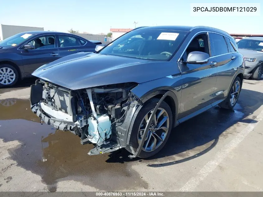 2021 Infiniti Qx50 Autograph Awd VIN: 3PCAJ5DB0MF121029 Lot: 40876953