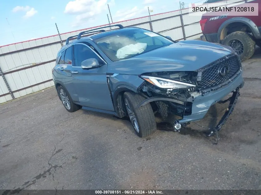 2022 Infiniti Qx50 Sensory VIN: 3PCAJ5EA1NF120818 Lot: 39708151