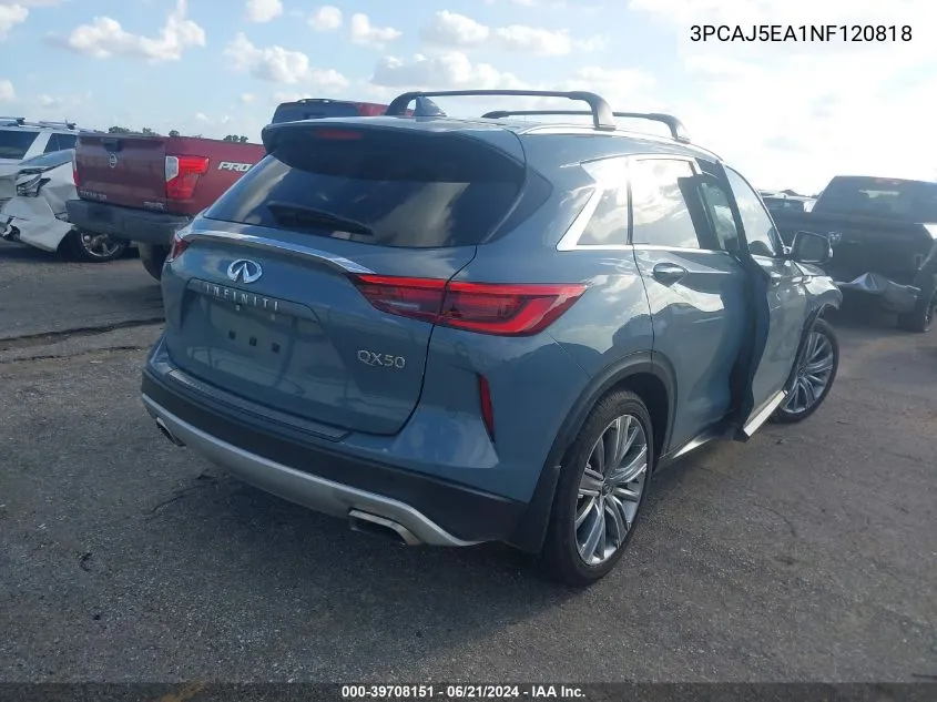 2022 Infiniti Qx50 Sensory VIN: 3PCAJ5EA1NF120818 Lot: 39708151