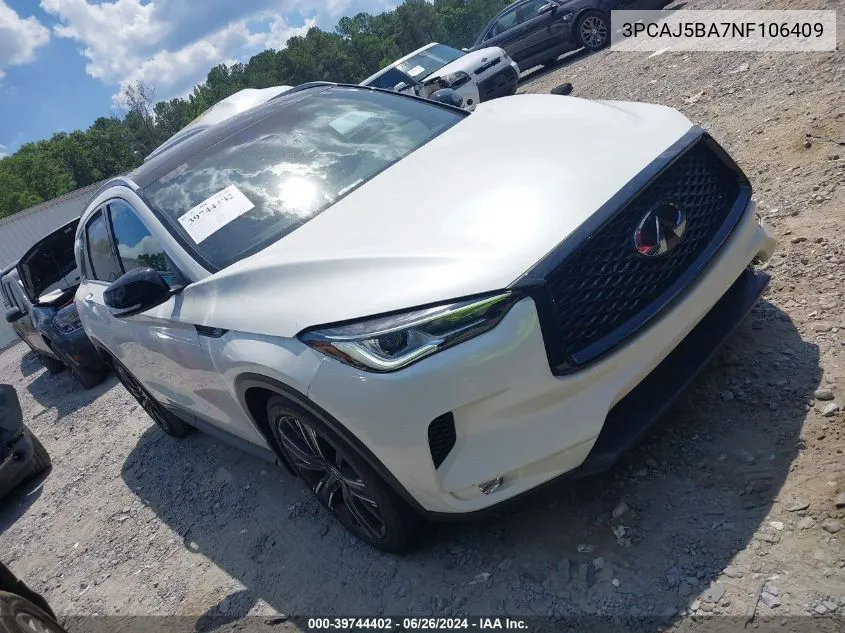 2022 Infiniti Qx50 Luxe VIN: 3PCAJ5BA7NF106409 Lot: 39744402