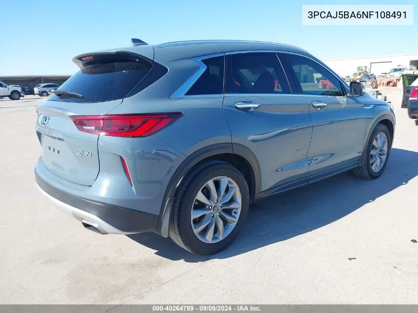 2022 Infiniti Qx50 Luxe VIN: 3PCAJ5BA6NF108491 Lot: 40264789