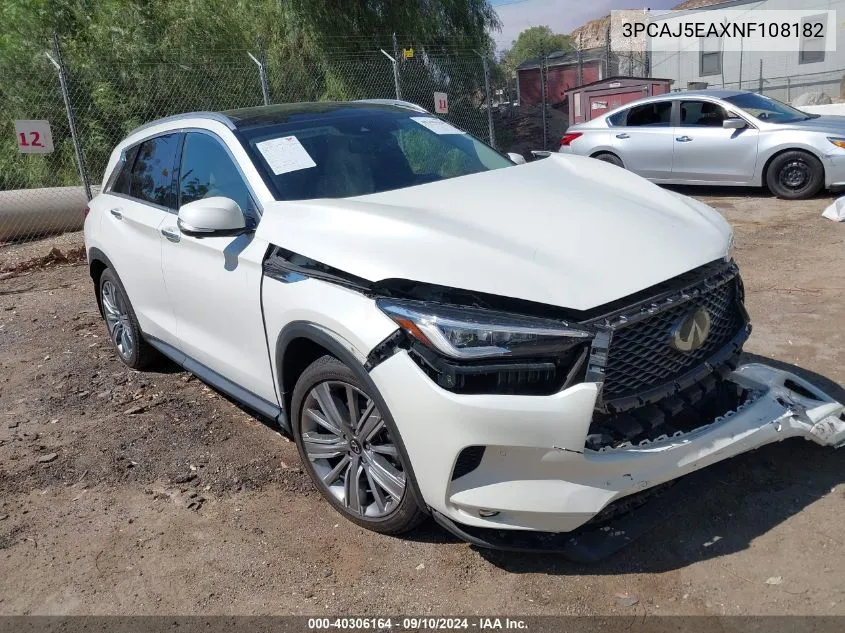 2022 Infiniti Qx50 Sensory VIN: 3PCAJ5EAXNF108182 Lot: 40306164