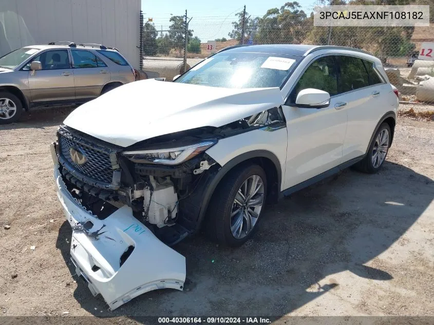 2022 Infiniti Qx50 Sensory VIN: 3PCAJ5EAXNF108182 Lot: 40306164