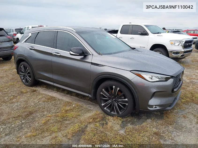 2022 Infiniti Qx50 Luxe VIN: 3PCAJ5BA9NF110042 Lot: 40500486