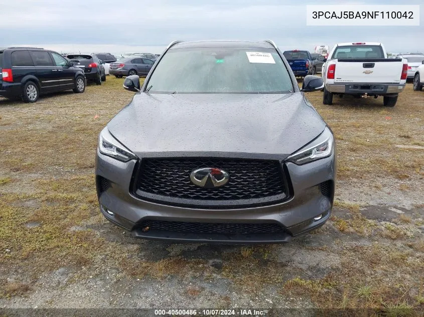 2022 Infiniti Qx50 Luxe VIN: 3PCAJ5BA9NF110042 Lot: 40500486