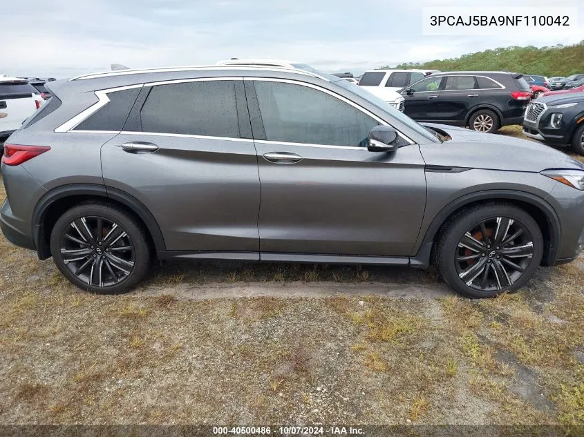 2022 Infiniti Qx50 Luxe VIN: 3PCAJ5BA9NF110042 Lot: 40500486