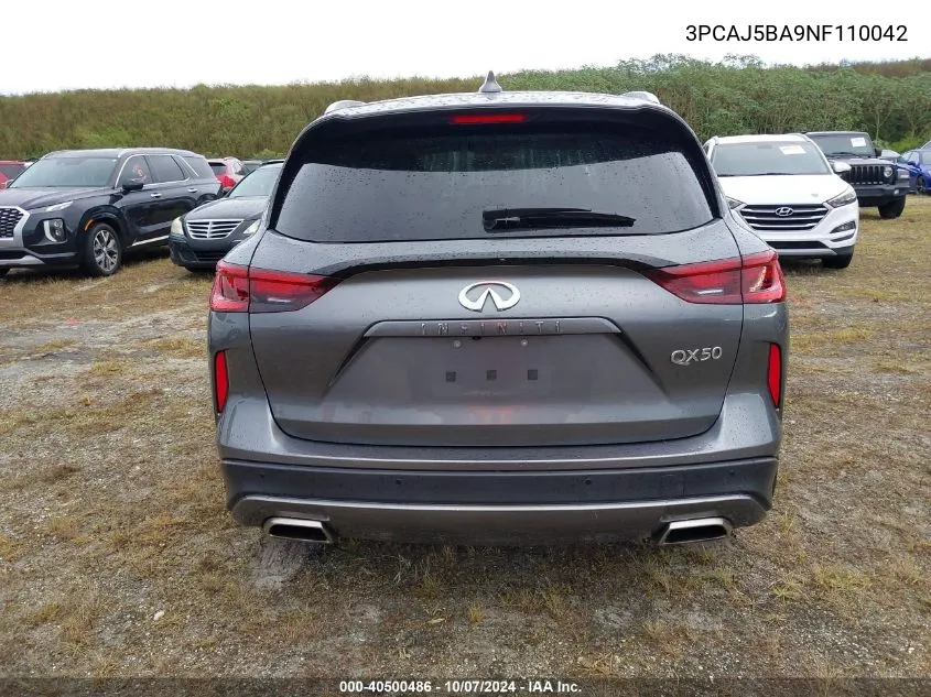 2022 Infiniti Qx50 Luxe VIN: 3PCAJ5BA9NF110042 Lot: 40500486